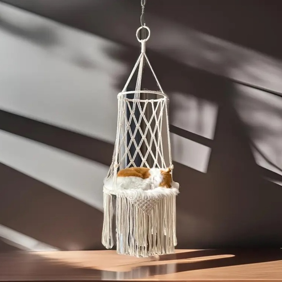 🎉Host Pick X 2 🎉 NEW! Handmade Macramé Ceiling Mounted Cat Bed for Cats! - Picture 3 of 6